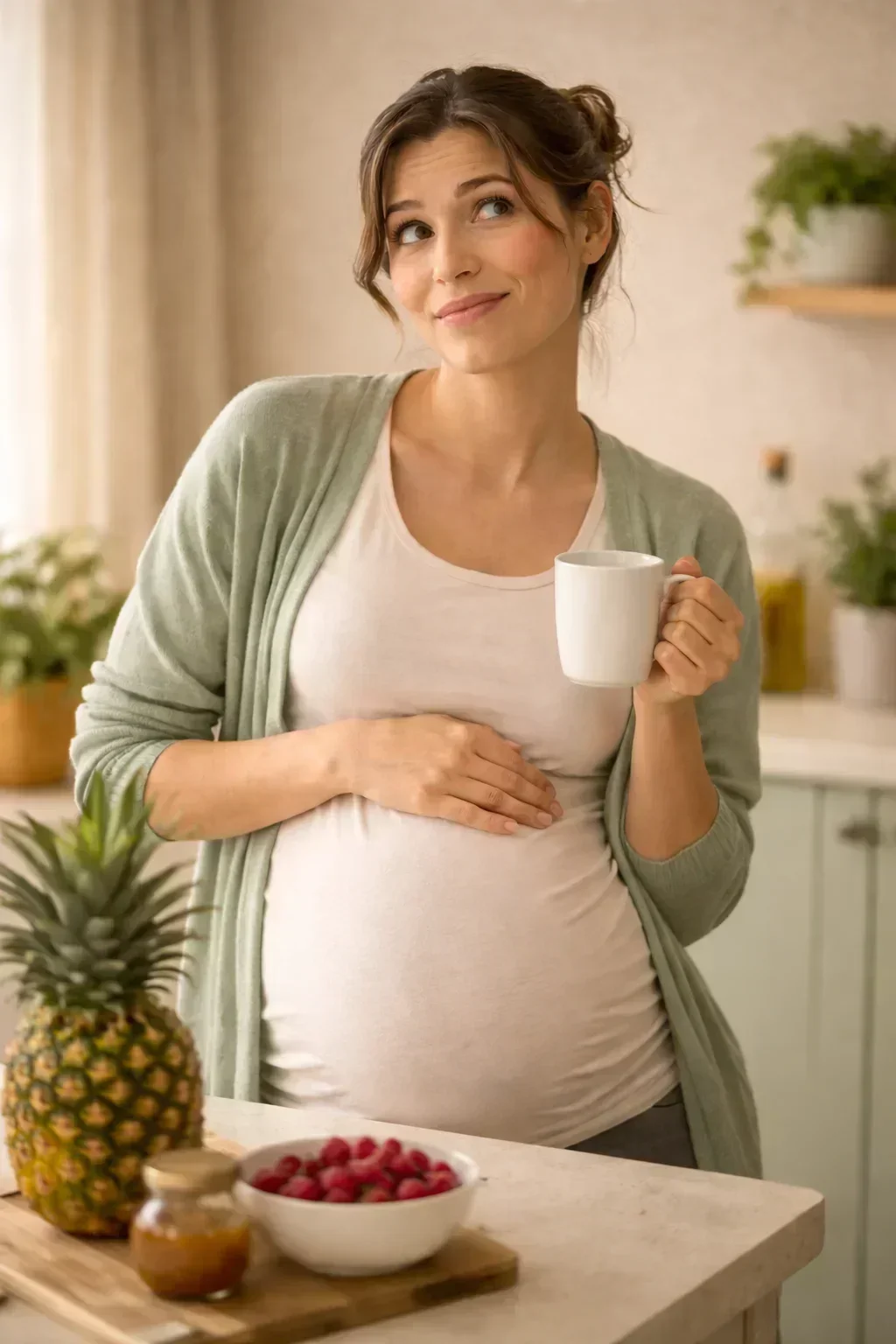 Pregnant woman in late pregnancy considering natural methods of inducing labour