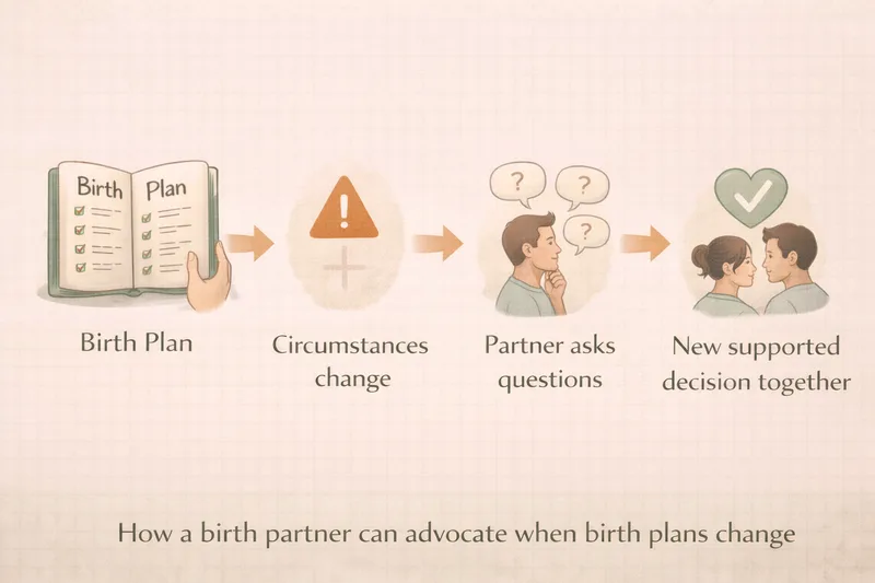 Graphic showing how a birth partner can advocate when birth plans change