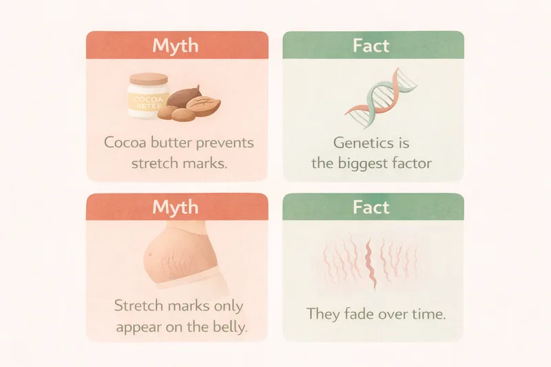 Myth versus fact cards about pregnancy stretch marks