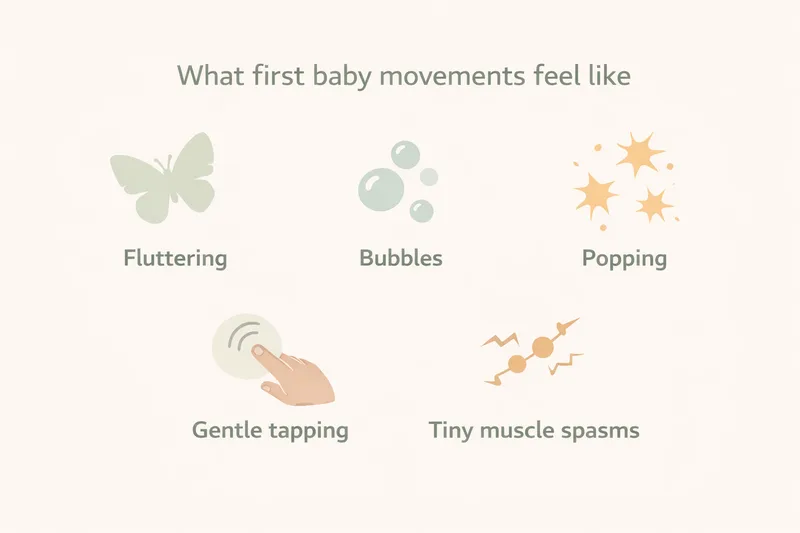 Common descriptions of first baby movements including fluttering bubbles and gentle tapping