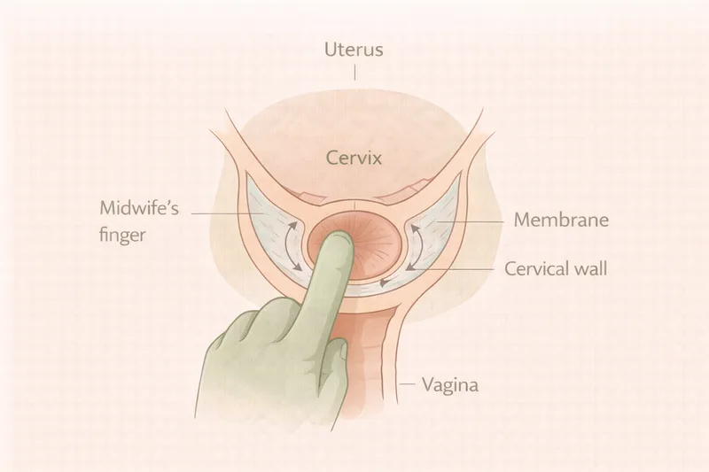 Simple diagram showing what happens during a membrane sweep procedure