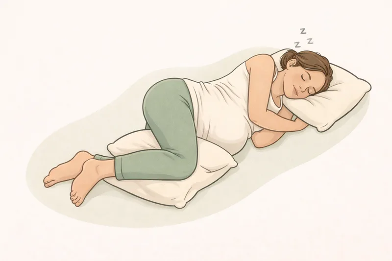 Recommended side-sleeping position in late pregnancy with pillows for support