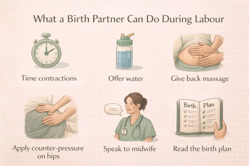 Visual guide showing what a birth partner can do during labour