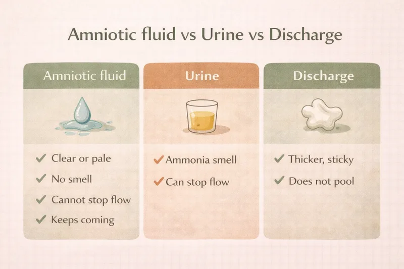 How to tell the difference between amniotic fluid urine and discharge when your waters break